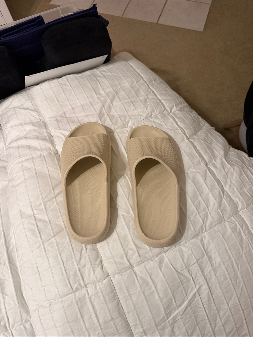 Beige Slide Sandals - Cushioned Women's Slip-On Slides